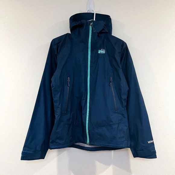 REI Co-op Blue Full Zip Outdoor Hiking Packable Windbreaker Rain Jacket XS - Picture 2 of 11